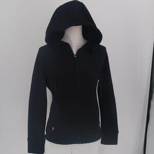 Swiss Tech Black Full Zip Hoodie Ribbed Style Size XS